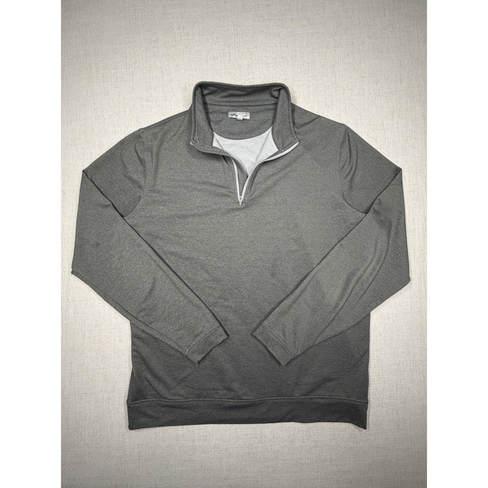 Peter Millar Mens Large Gray Heather Quarter Zip Performance Pullover Sweatshirt